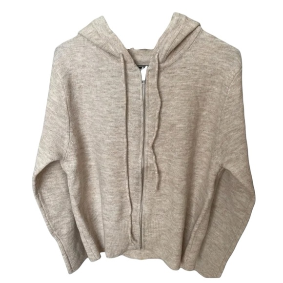 Zenana Outfitters Full zip sweater hoodie in Sand Beige - Picture 2 of 4